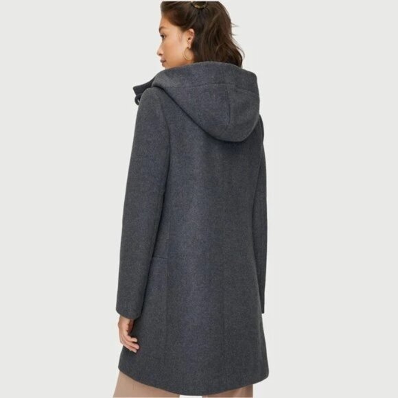 Aritzia (Babaton) Pearce Hooded Wool Coat Charcoal Toggle Pea Coat - Picture 2 of 5